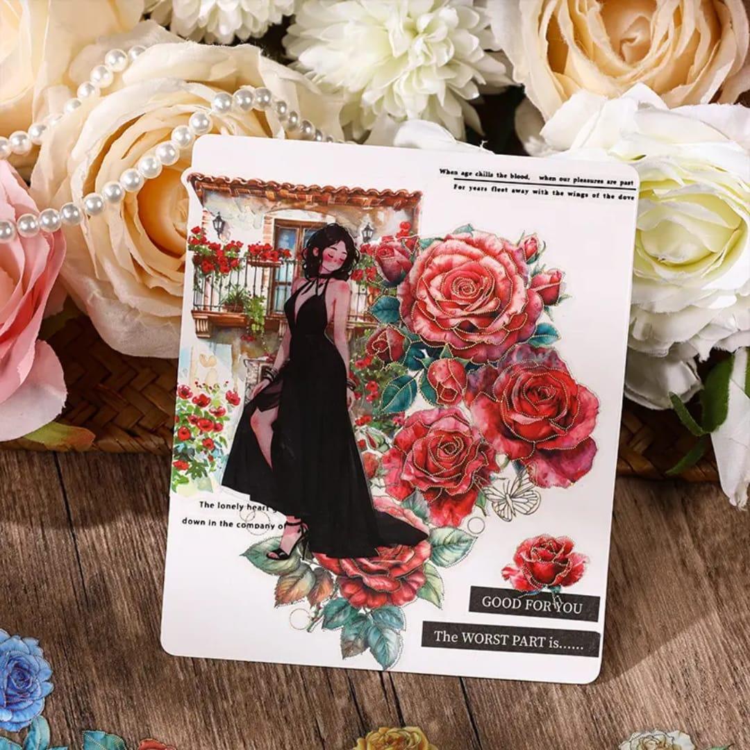 Premium Floral Journaling Stickers l Pack of 4 Sheets l Elegant Floral Stickers for Scrapbooking & Planners