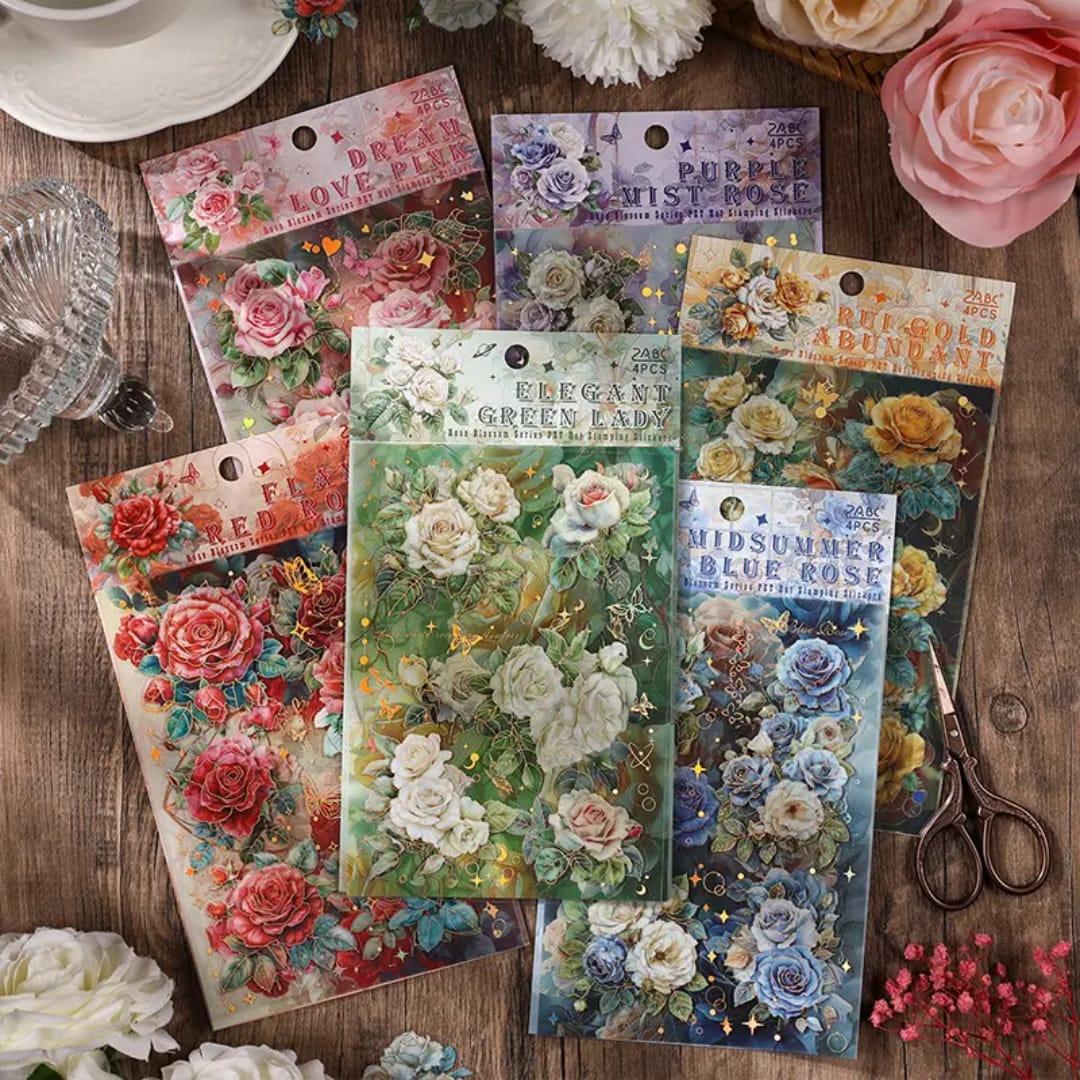Premium Floral Journaling Stickers l Pack of 4 Sheets l Elegant Floral Stickers for Scrapbooking & Planners
