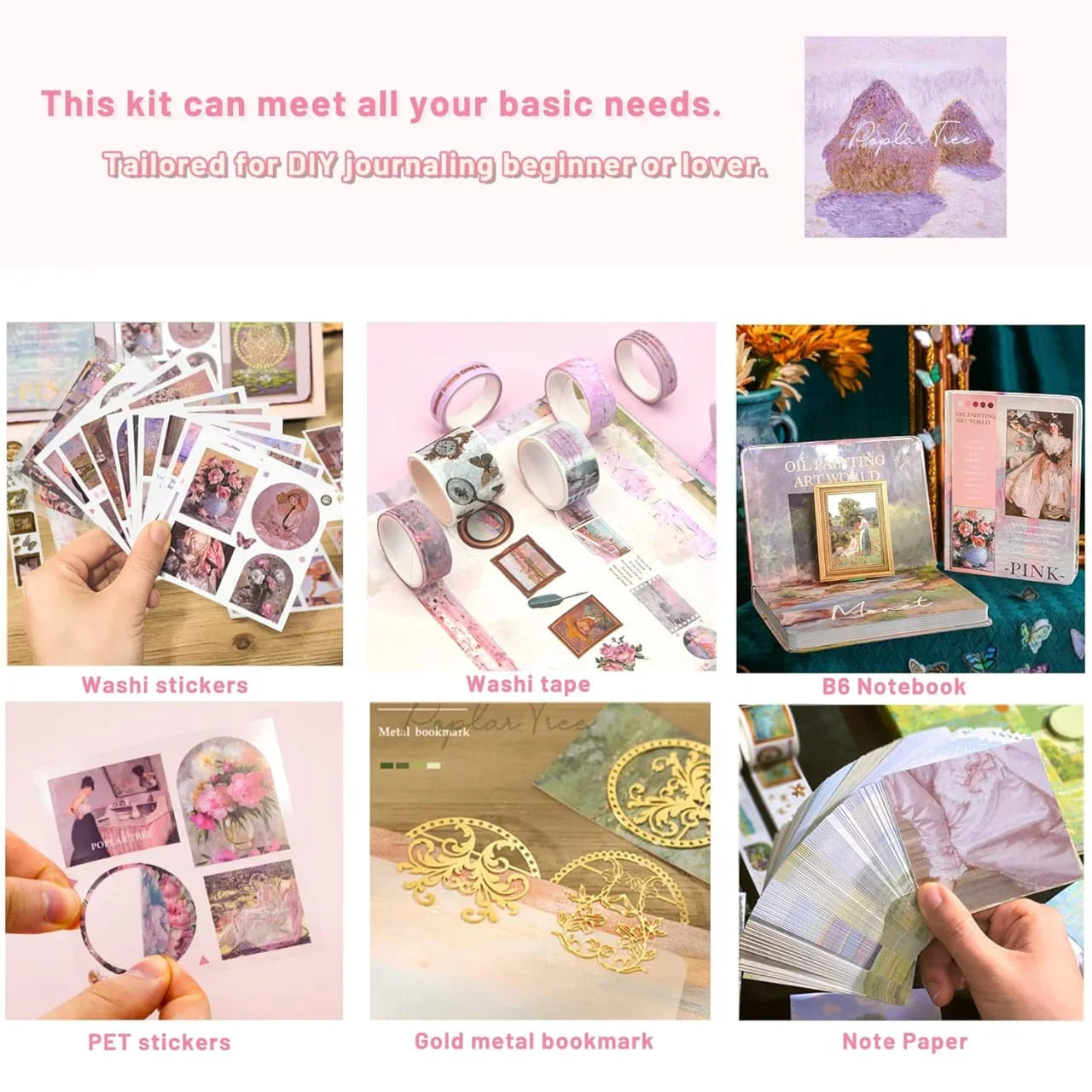 Claude monet's Premium JUMBO journaling kit for 2026 includes diary, tapes, stickers & sheets -  Shipping