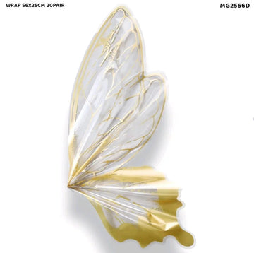 Mg2566D Gold Butterfly Wing Flower Wrap 56X25Cm 20Pair