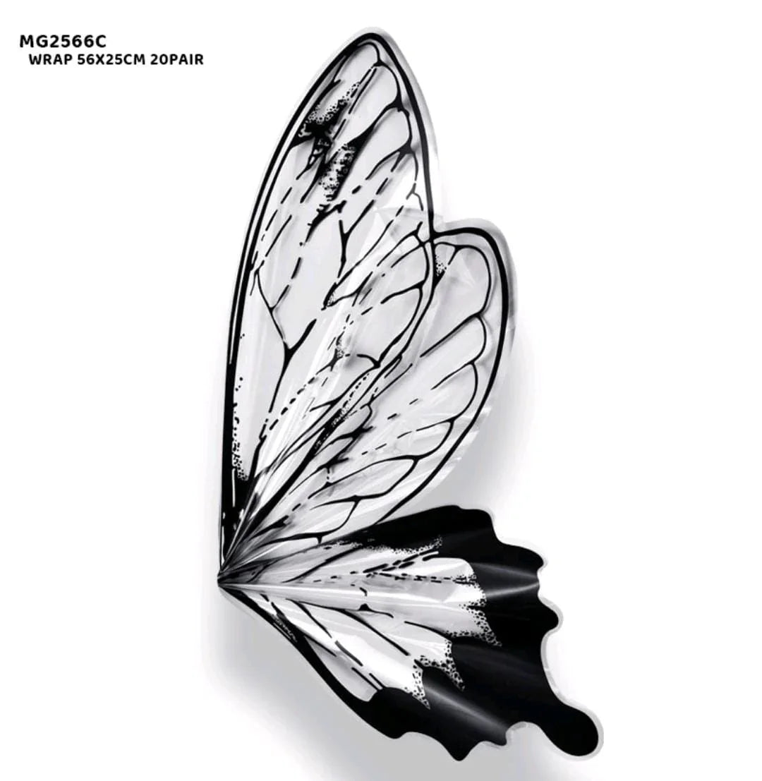 Mg2566C Black Butterfly Wing Flower Wrap 56X25Cm 20Pair