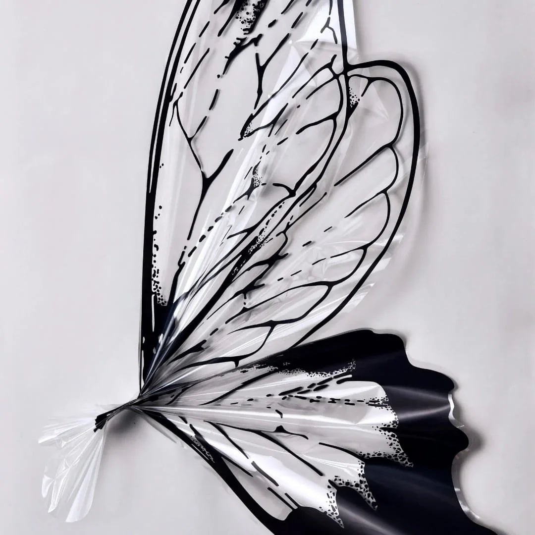 Mg2566C Black Butterfly Wing Flower Wrap 56X25Cm 20Pair