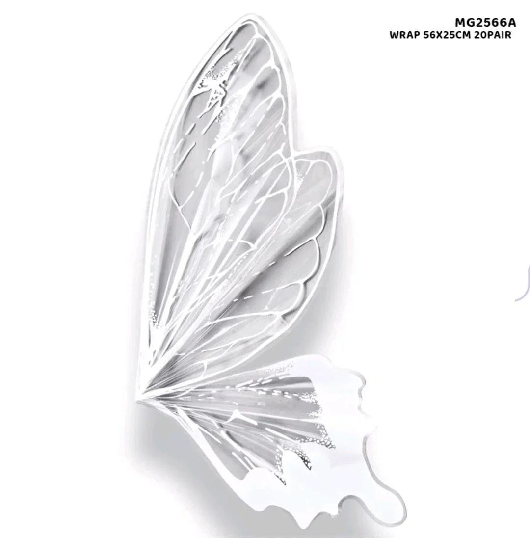 Mg2566A White Butterfly Wing Flower Wrap 56X25Cm 20Pair