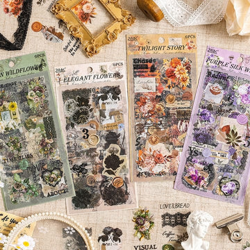 () Premium floral Vintage stickers l Journaling and scrapbooking l Pack of 1 Contains 6 sheets