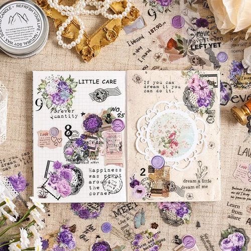() Premium floral Vintage stickers l Journaling and scrapbooking l Pack of 1 Contains 6 sheets