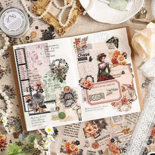 () Premium floral Vintage stickers l Journaling and scrapbooking l Pack of 1 Contains 6 sheets