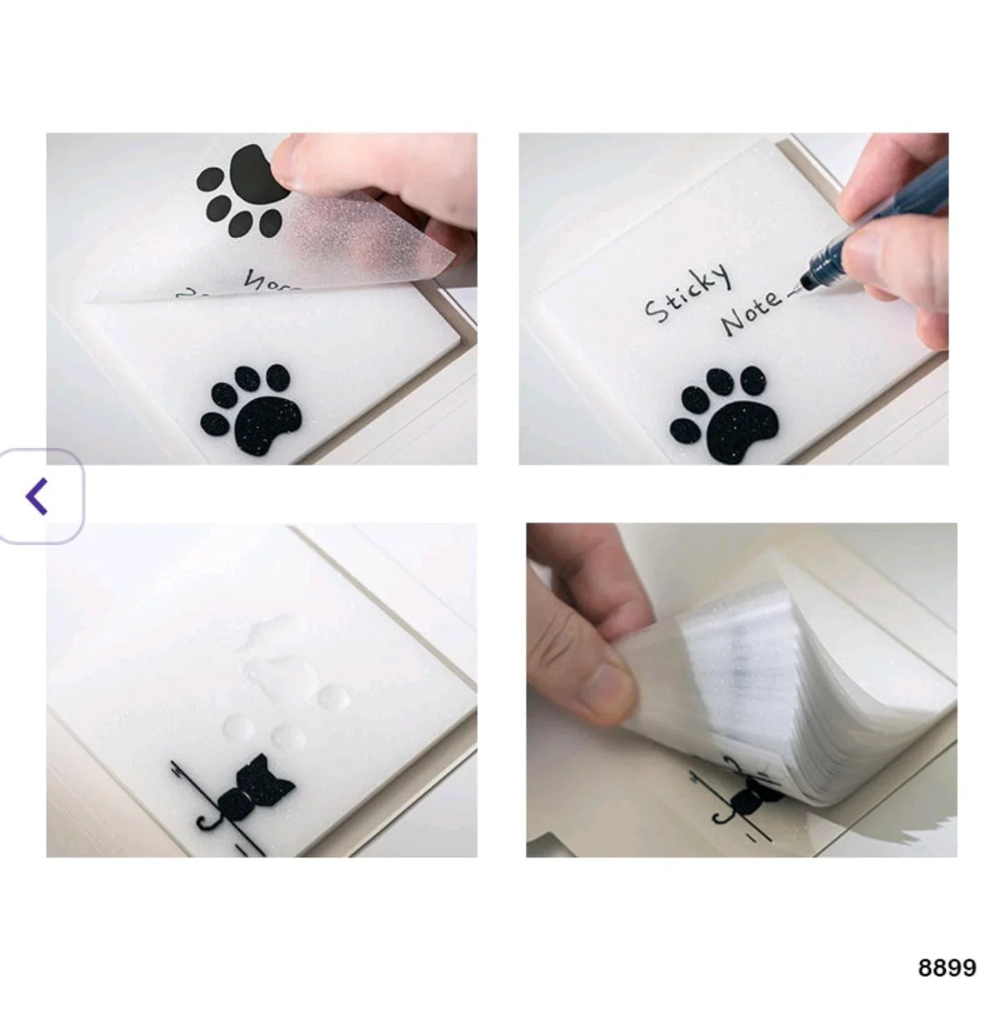 (  ) Kawaii glitter transparent paw sticky notes l 50 sheets