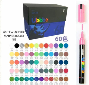 Chrome 60 Colour Acrylic Marker Set – Ultimate Collection of Acrylic Paint Pens for All Surfaces | Waterproof, Vibrant & Artist-Grade