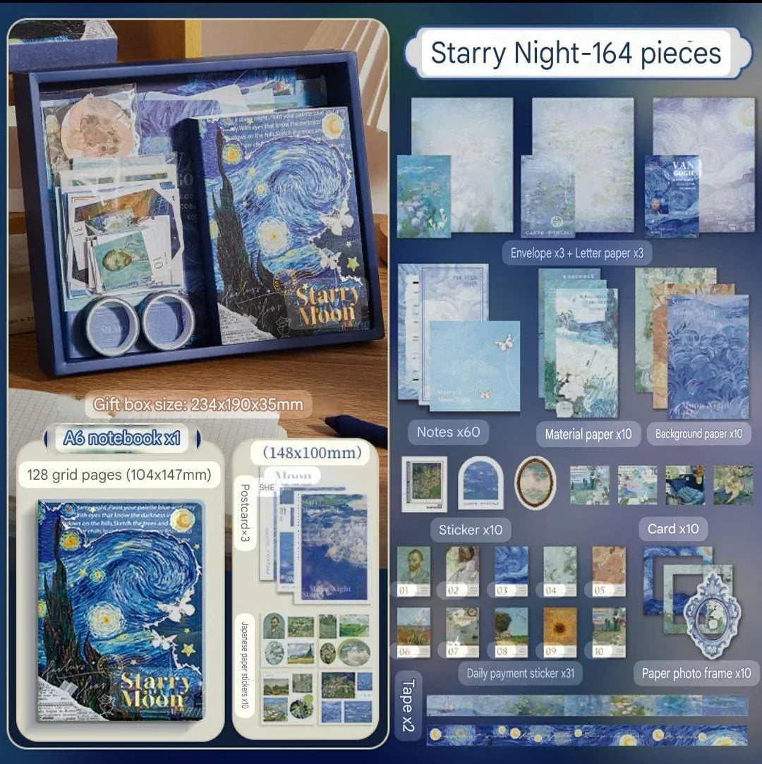 Van Gogh – The Starry Night Journaling & Scrapbooking Kit | 2026 Edition | 163-Piece Set