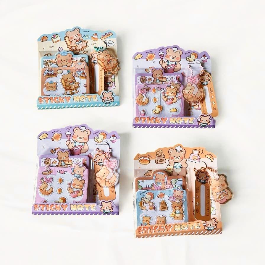 Cute bear Sticky notes with pendant l Pack of 1