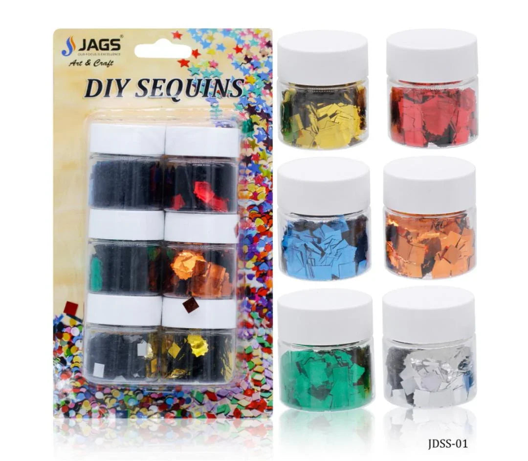 Jags Diy Sequins Square 6 Color Pack (1No) 30Gsm JDSS-01