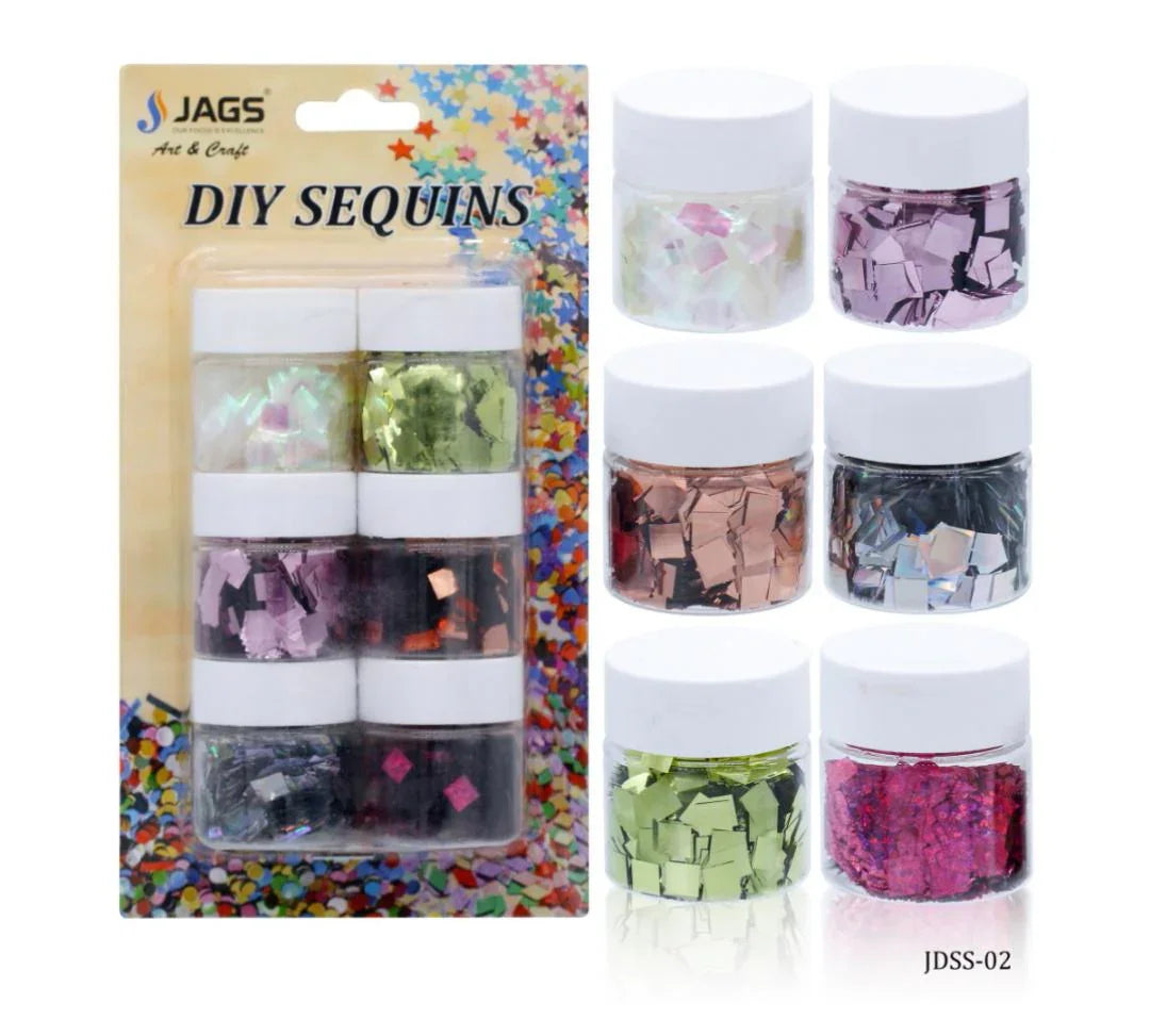 Jags Diy Sequins Square 6 Color Pack (2No) 30Gsm JDSS-02