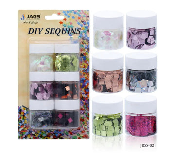 Jags Diy Sequins Square 6 Color Pack (2No) 30Gsm JDSS-02