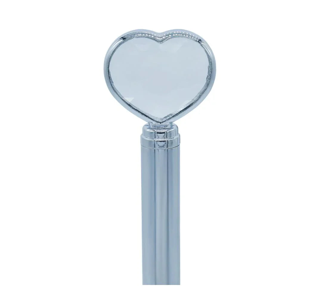 Ball Pen Fancey Top Heart With Diamonds Silver BPF640SR
