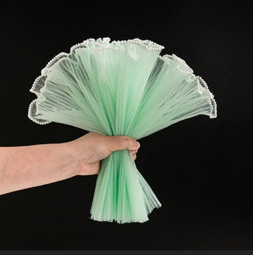 Mg2513G Green Wrapping Paper Net Wrinkled With Pearl