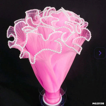 Mg2513B D Pink Wrapping Paper Net Wrinkled With Pearl