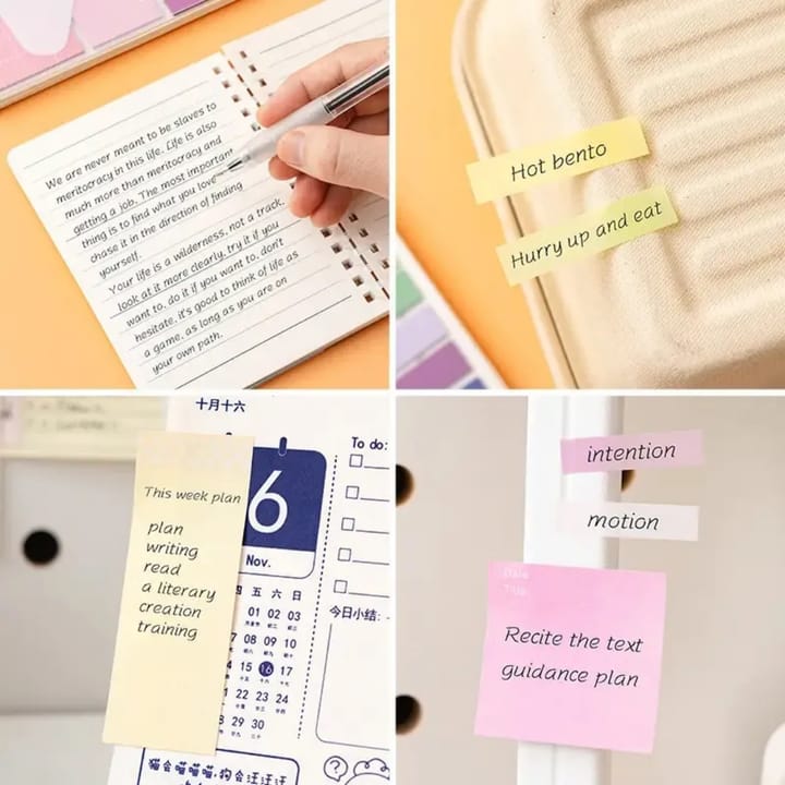Cute Dreamy 2 in 1 A6 planner l Pack of 1 contains 11 designsx20 each (sticky notes) + 60 ruled pages diary