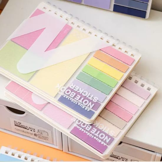 Cute Dreamy 2 in 1 A6 planner l Pack of 1 contains 11 designsx20 each (sticky notes) + 60 ruled pages diary