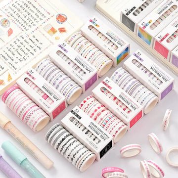 Premium Border washi Tape Color Series Style l Pack  of 10 tapes