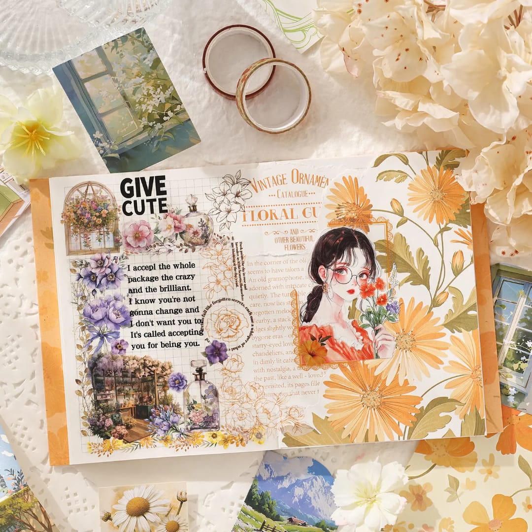 Premium Vintage Floral Sea Retro Journaling planner kit  l Journaling and scrapbooking l Pack of 1 kit