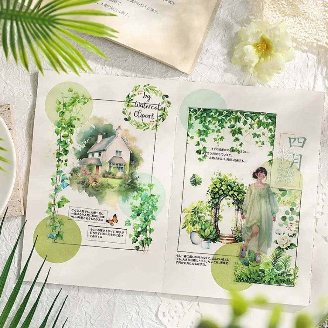 (  ) Aesthetic Floral & Foliage Sticker Collection | Pack of 1 contains 6 sheet