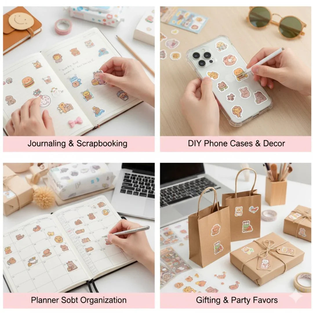 Cute Capybara Pet stickers for Journaling and scrapbooking l Pack of 1 contains 6 sheets l 100x150mm