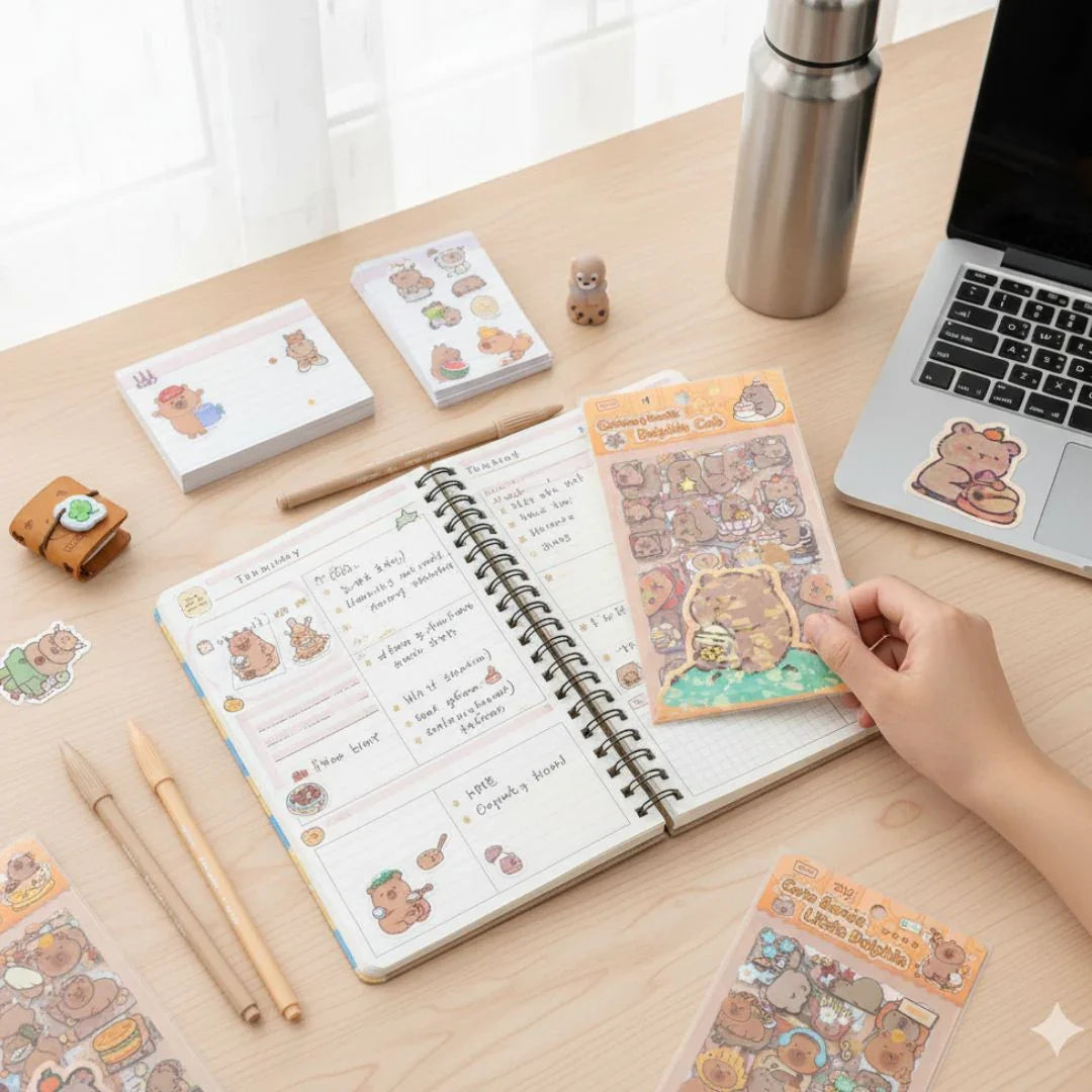 Cute Capybara Pet stickers for Journaling and scrapbooking l Pack of 1 contains 6 sheets l 100x150mm