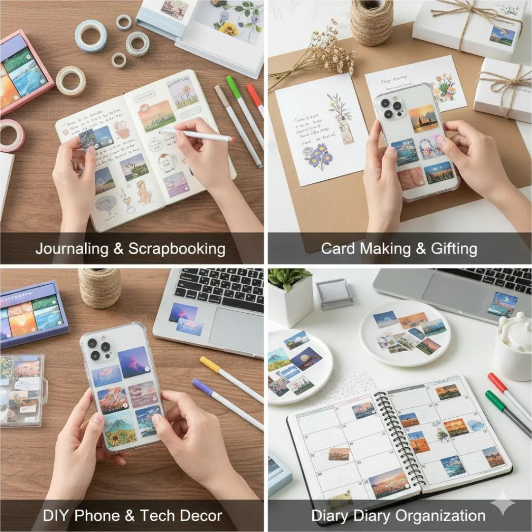 (300 pcs) Premium washi collage stickers for Journals| Journaling and scrapbooking sticker