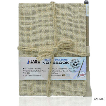 jags-mumbai Formal Diary A6 NoteBook Natural Jute Cover 160 Pages 80 Sheet ANBN00