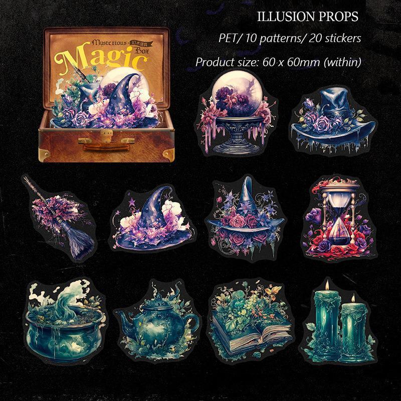 Smmh003 Retro Mysterious Magic Box Sticker 20Pc