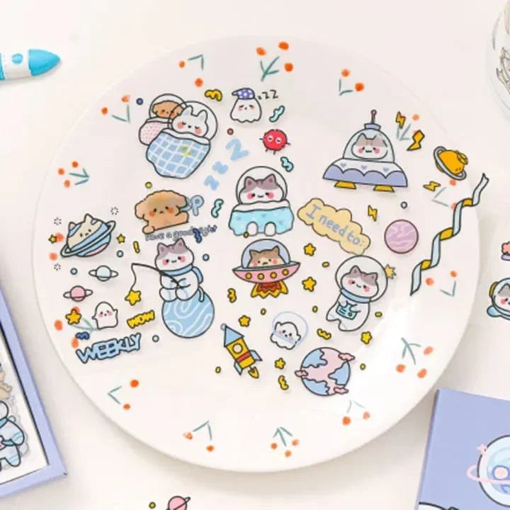 Bright International Journaling Supplies Copy of Cute Colorful Kawaii | Planet-space themed Stickers |Pack of 25 Sticker - works on resin too
