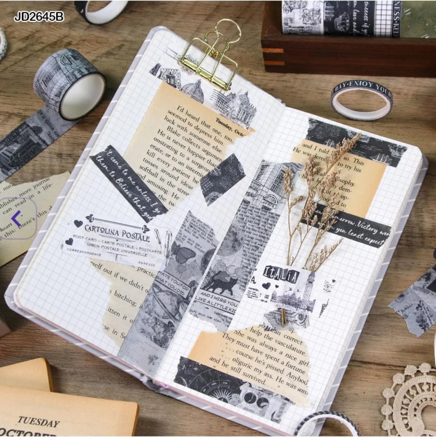 craftdev Mumbai branch Tapes & Adhesives Vintage Black and white  washi tape  (pack of 10 tapes)