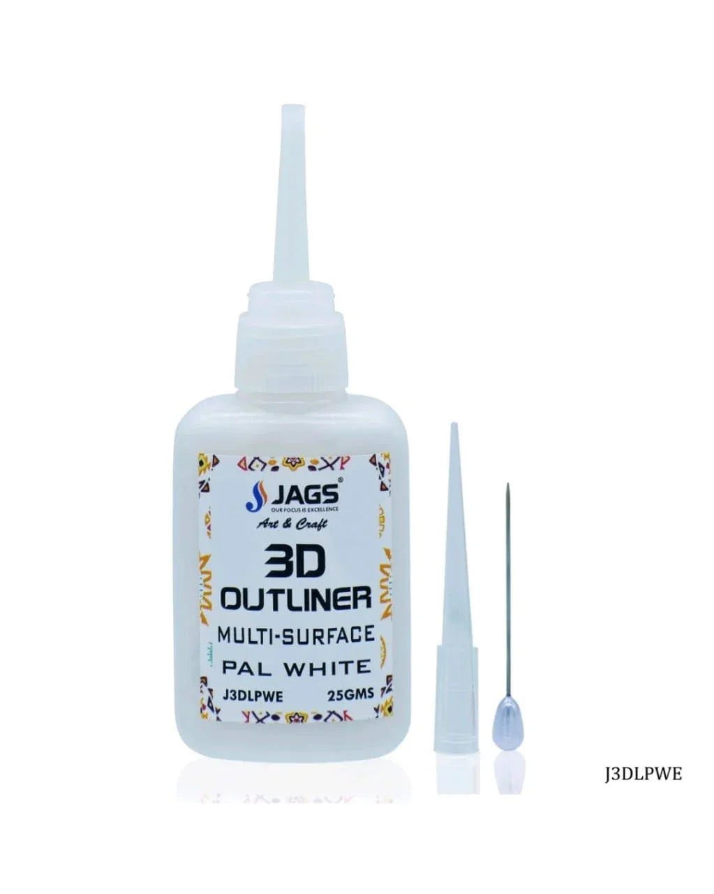 Jags Colors & So much! PAL WHITE Vibrant and Versatile 3D Outliner for Creative Art - Water-Based and Easy to Use