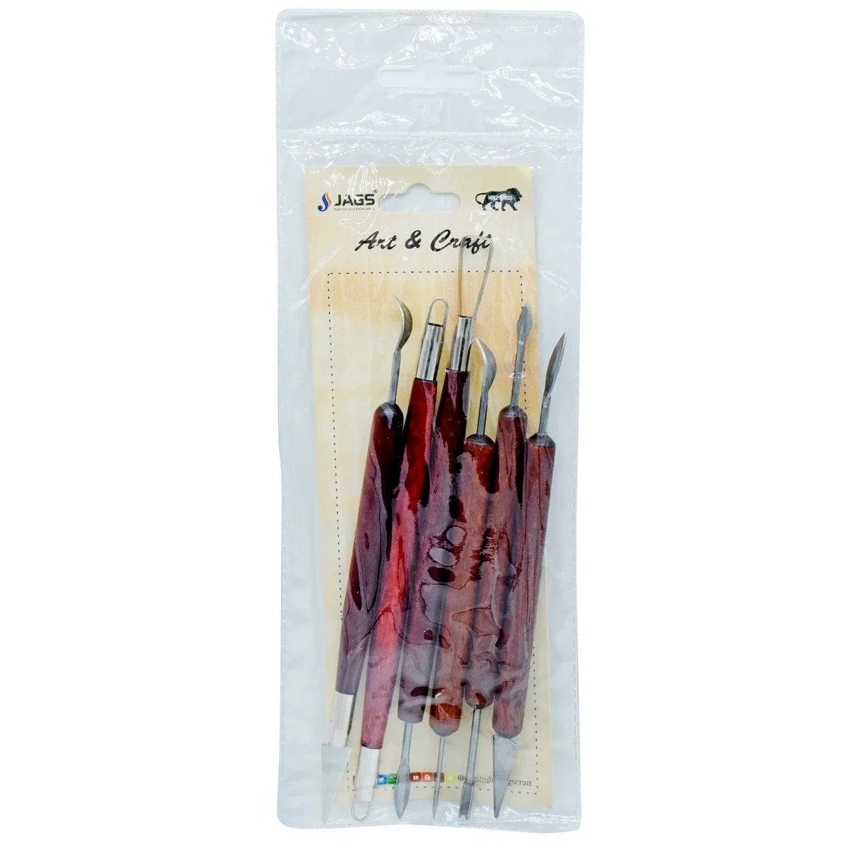 jags-mumbai 1 Clay Tools Craft Clay Tool Set 6pcs Wooden JB-PWB016