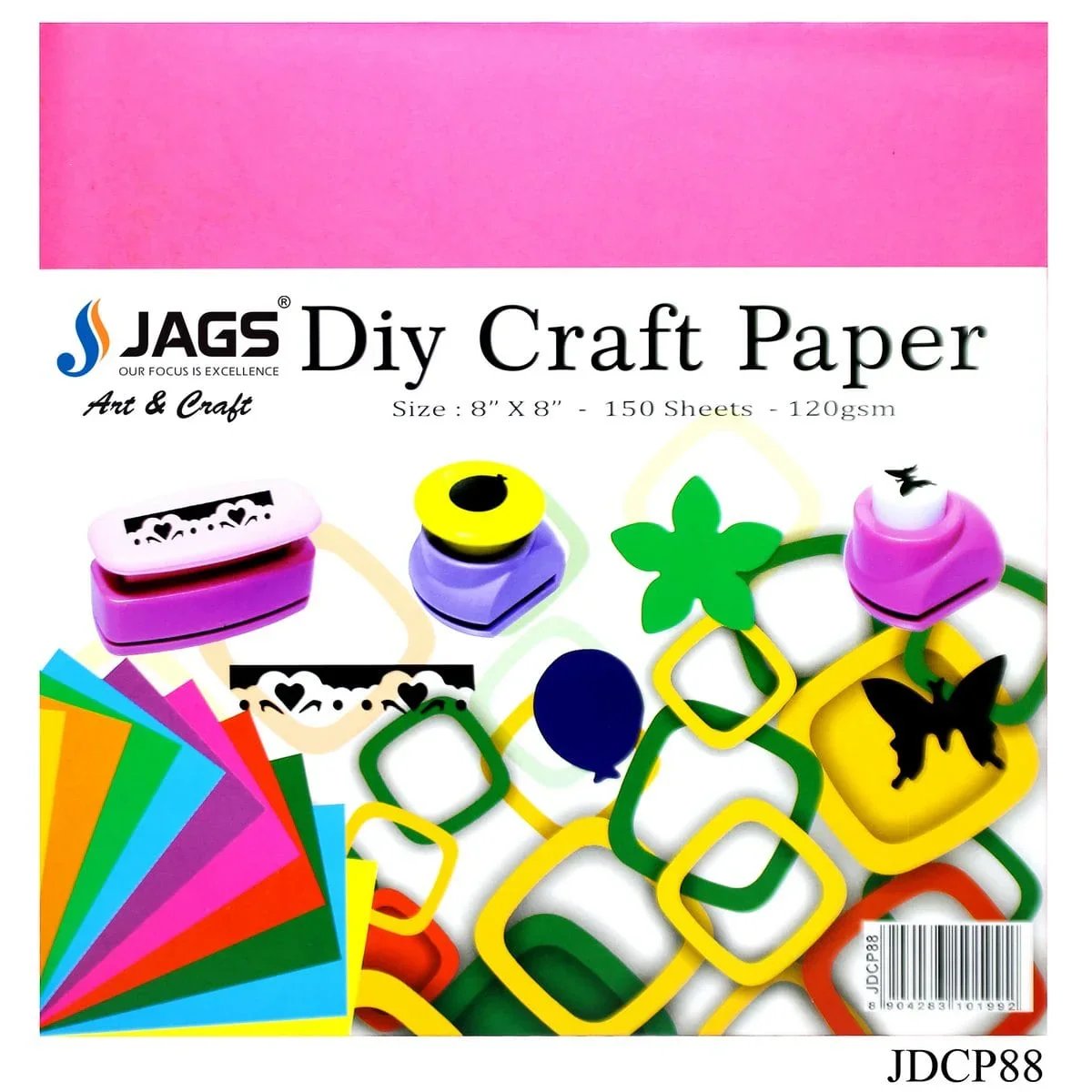 jags-mumbai 1 Stickers Jags DIY Craft Paper Colour Qube 8x8 JDCP88