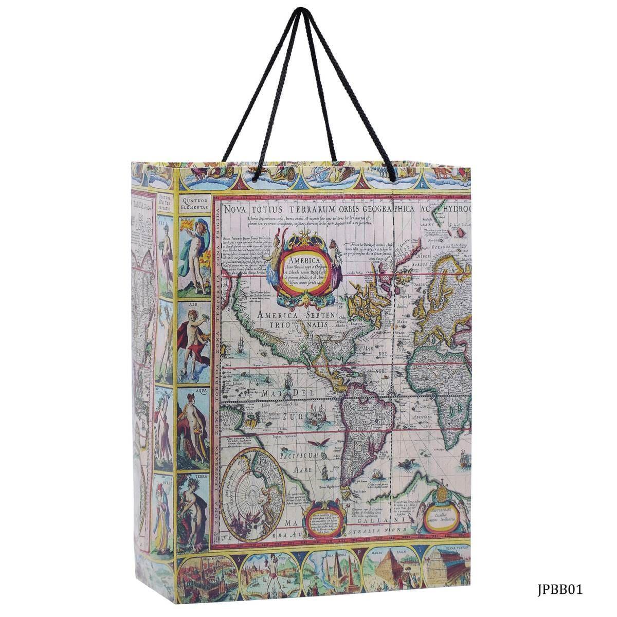jags-mumbai Bag Jags Paper Bag Big Antique World Old Map B4 JPBB01