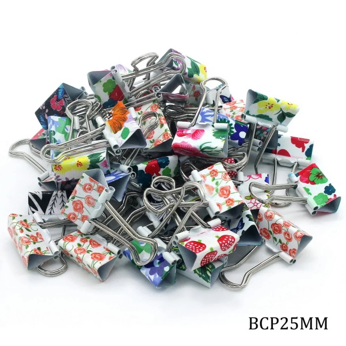 jags-mumbai Binder Clips & Pins Assorted Printed Binder Clips - 25mm (48pcs Box)