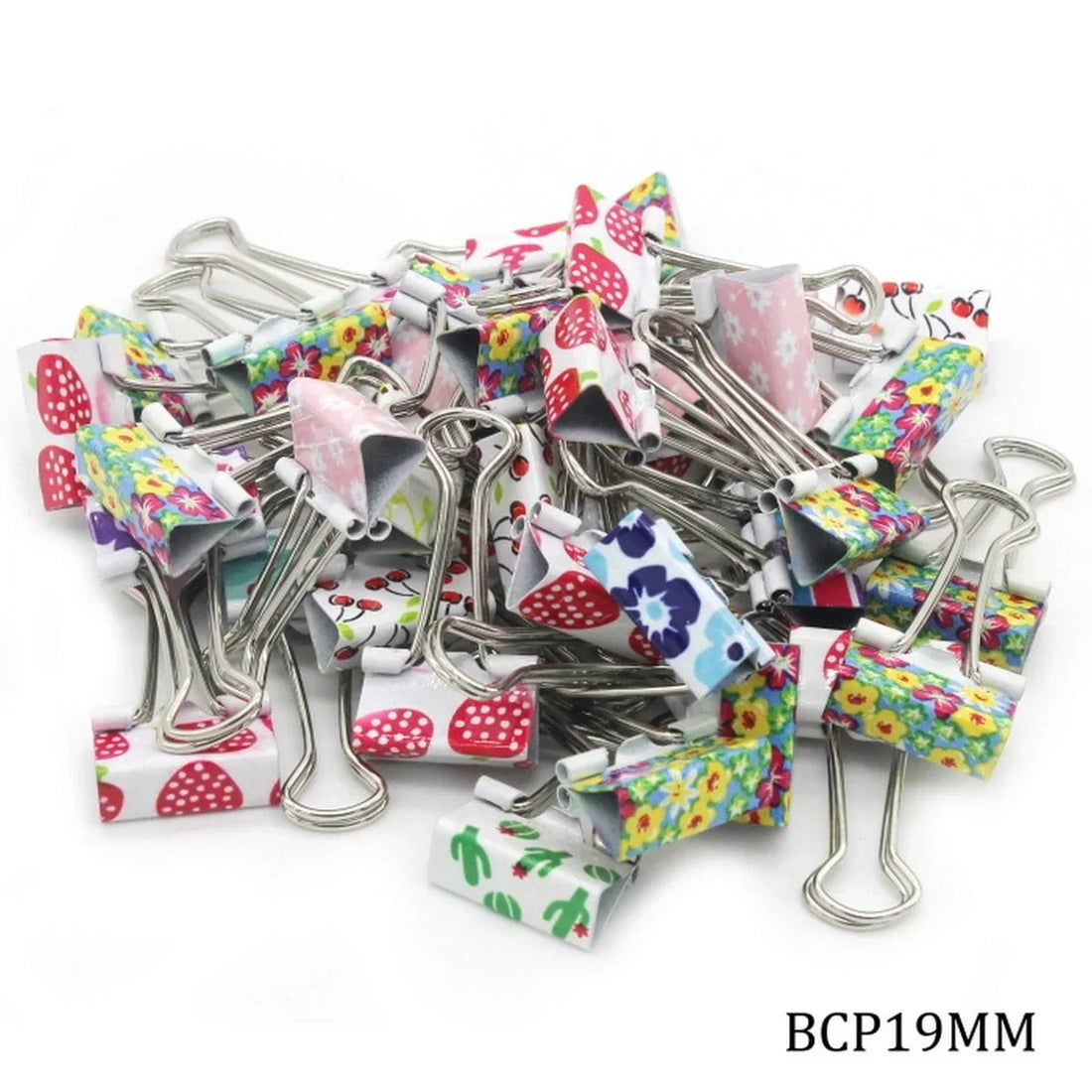 jags-mumbai Binder Clips & Pins Decorative Printed Binder Clips - 19mm (40pcs Box)