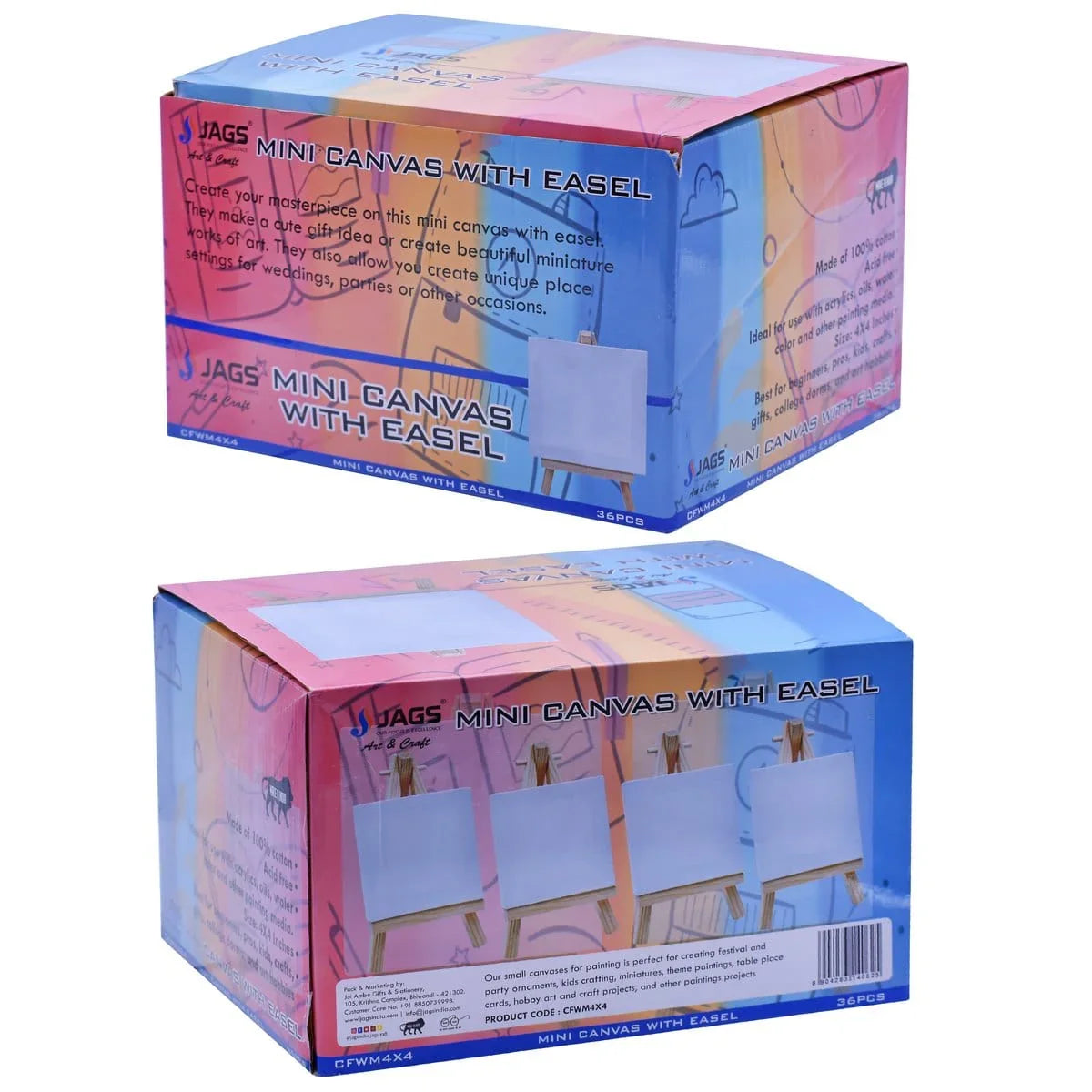 jags-mumbai Canvas Printed and Combo Pack Canvas Frame With Mini Easel Combo 4X4 Inch CFWM4X4