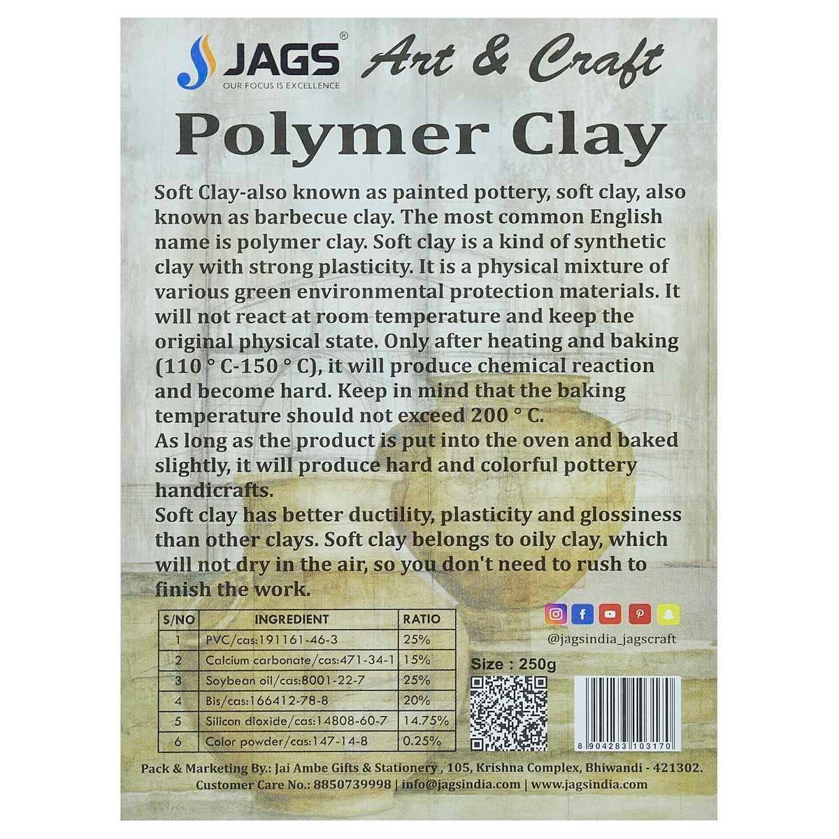 jags-mumbai Clay Polymer Clay 250gm Brown PCLAY-BN