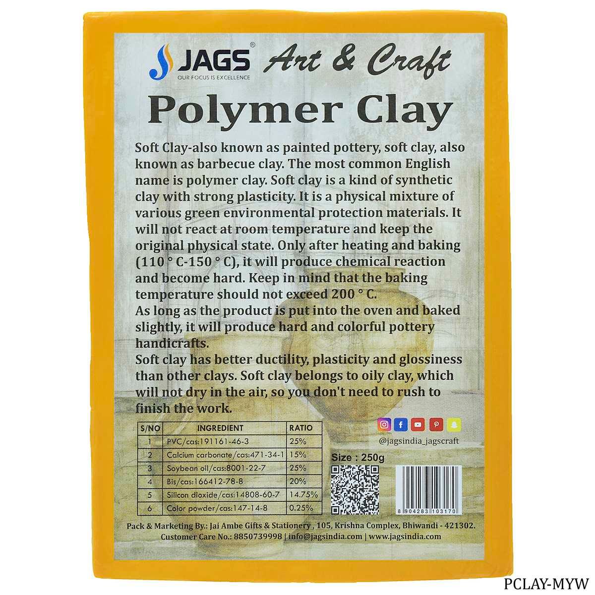 jags-mumbai Clay Polymer Clay 250gm Mango Yellow Color  PCLAY-MYW