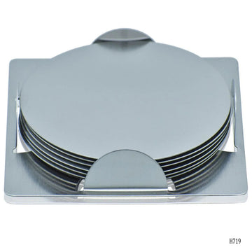 jags-mumbai Coasters Tea Coaster Steel Round 6-Piece Set