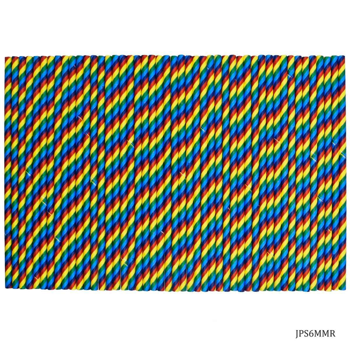 jags-mumbai Emboss material Jags Decorative Pipe 50Pcs Paper Straw Rainbow