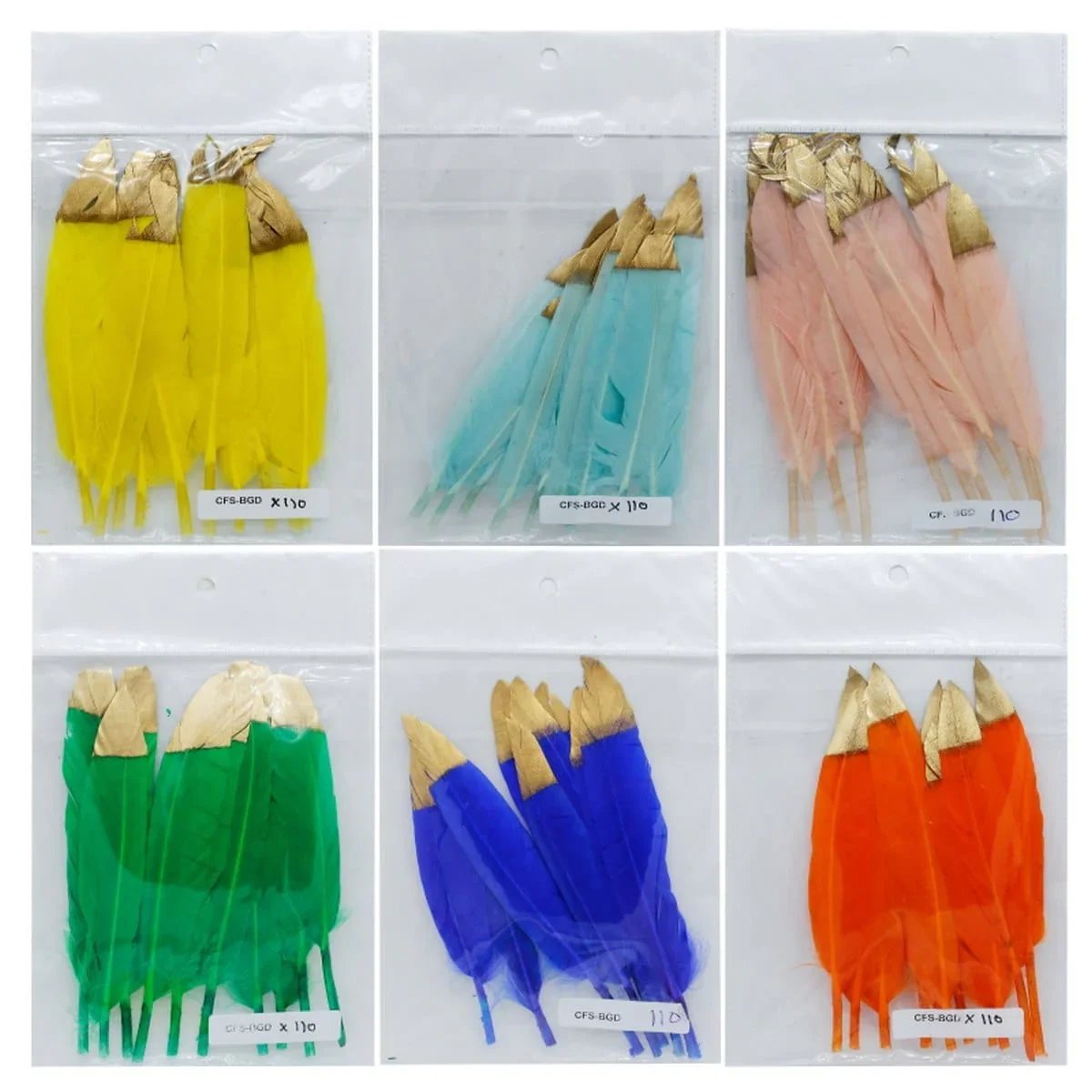 jags-mumbai Feather Feather Artificial Small Colour&Gold 10pcs
