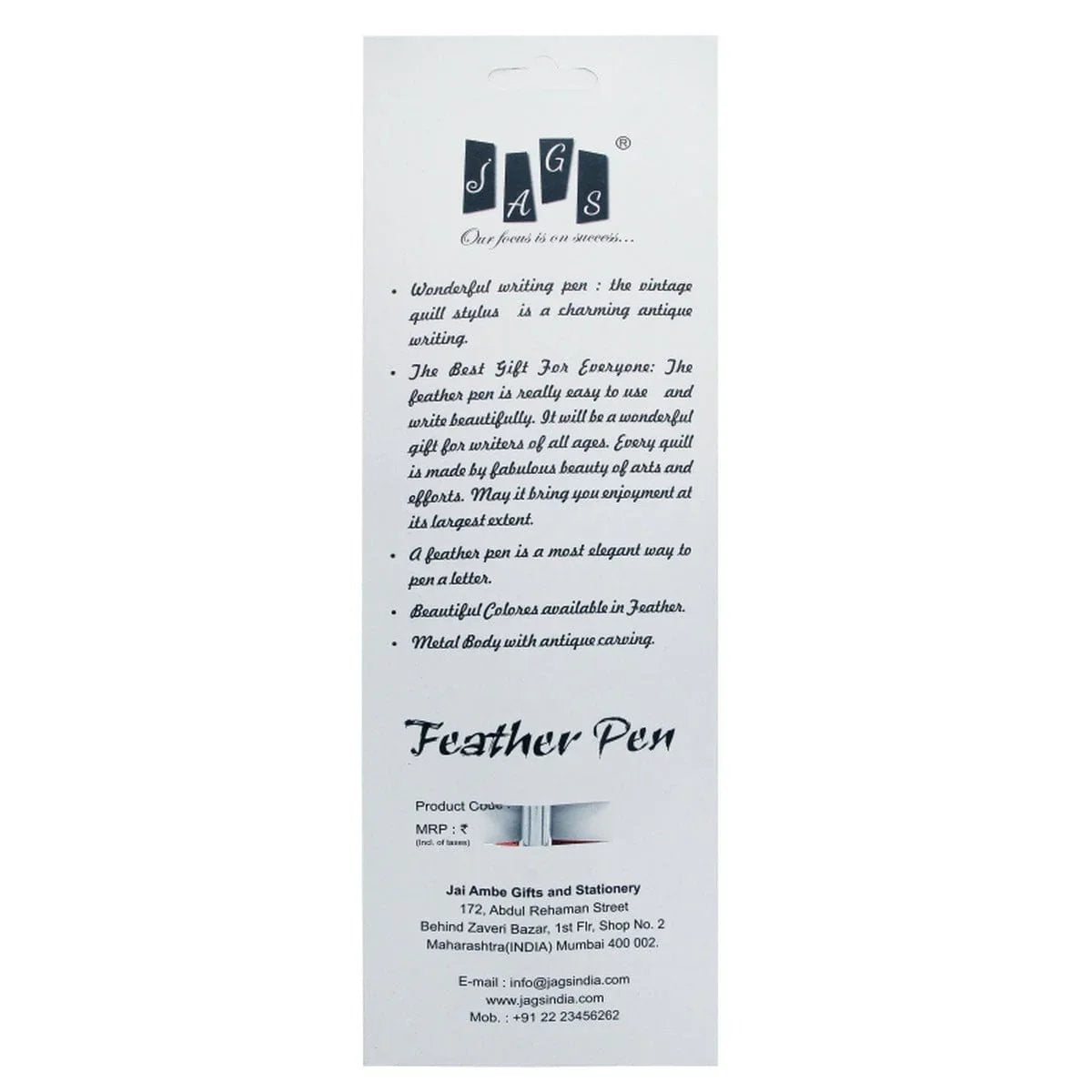 jags-mumbai Feather Pens Feather Ball Pen Steel Finis Body Design