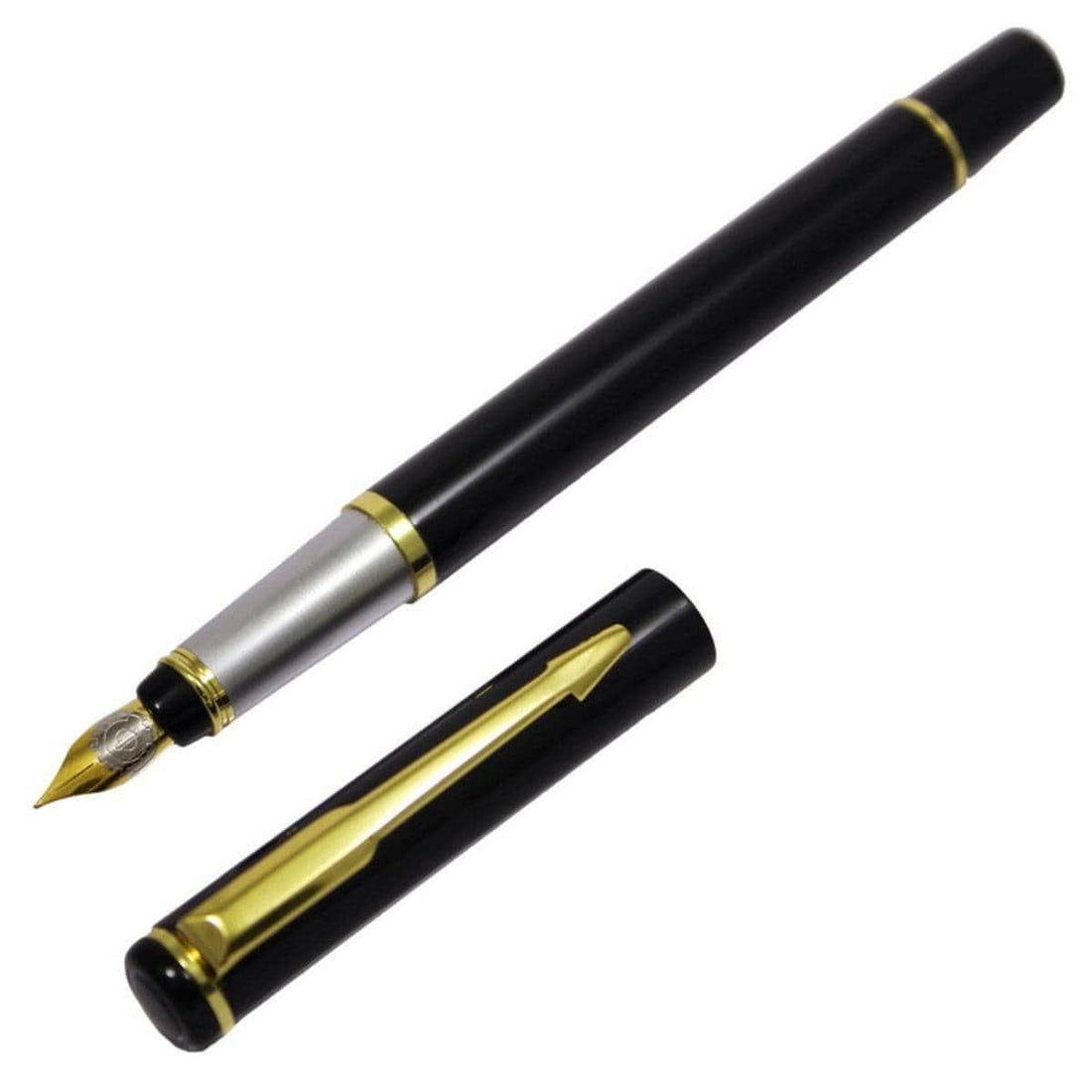 jags-mumbai Fountain pens Elegant Fountain Pen with Black Barrel and Golden Clip - 801FPBKGC
