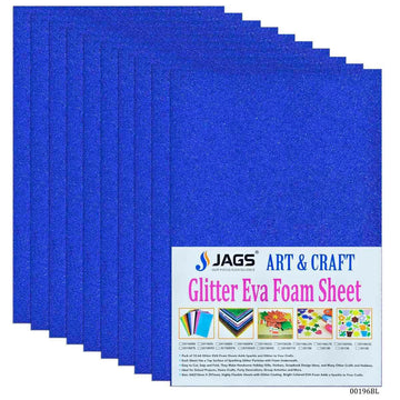 jags-mumbai Glitter Paper & Foam Sheet A4 Glitter Foam Sheet Without Stk N Blue 00196BL