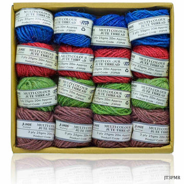 jags-mumbai Jute and paper rope Jute Thread Multi Color 3 Ply 25Gms Setof16Pcs 20M Ap JT3PMR