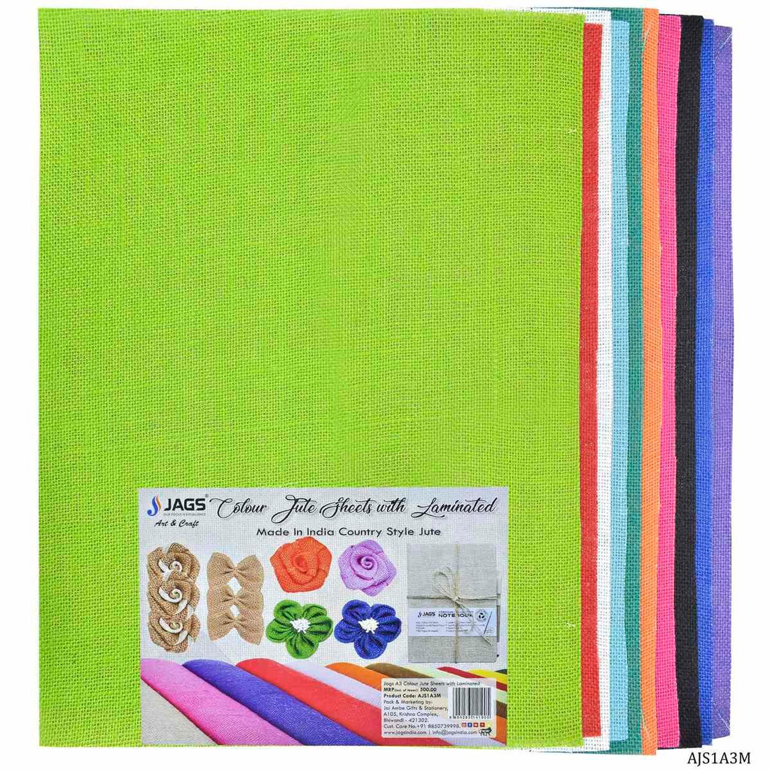 jags-mumbai Jute Ropes & Sheets Vibrant Earth: A3 Jute Sheet 10 Colour 10 Sheet Set