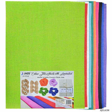 jags-mumbai Jute Ropes & Sheets Vibrant Earth: A3 Jute Sheet 10 Colour 10 Sheet Set